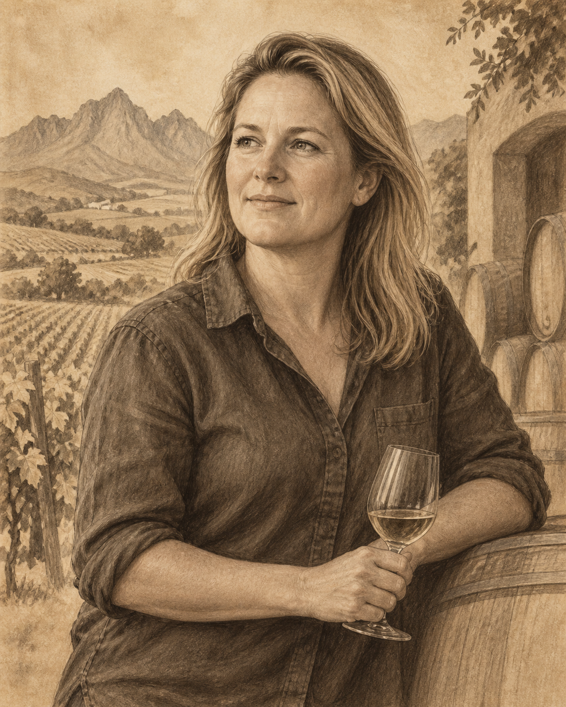 Interpretive illustrated portrait of Andrea Mullineux