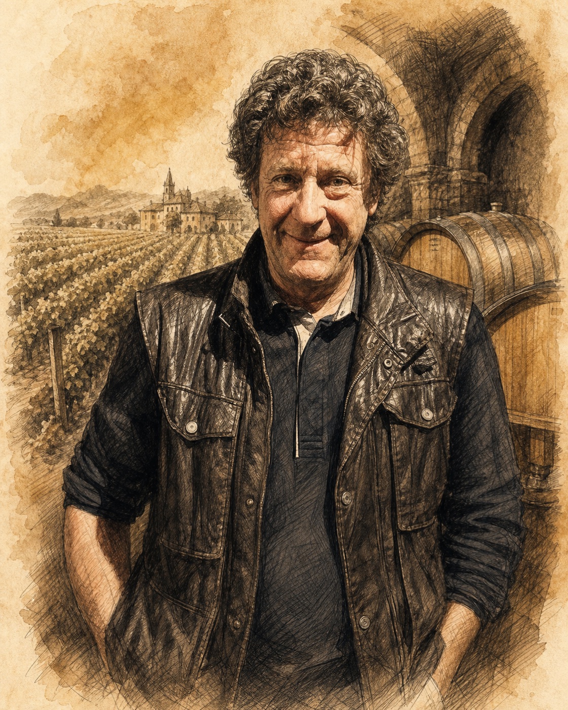 Interpretive illustrated portrait of Anselme Selosse