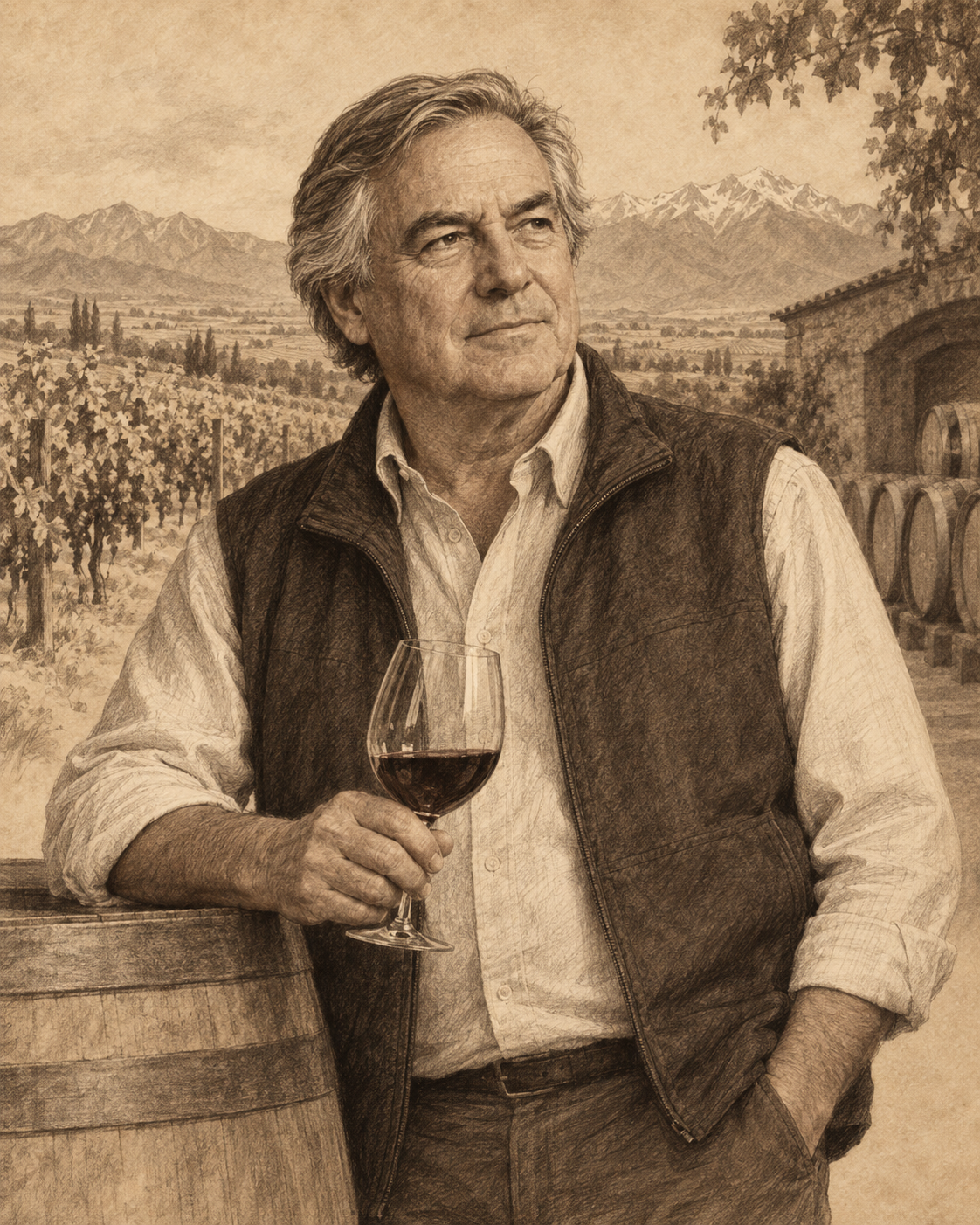 Interpretive illustrated portrait of Aurelio Montes