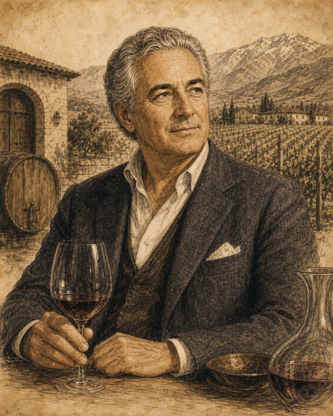Interpretive illustrated portrait of Eduardo Chadwick