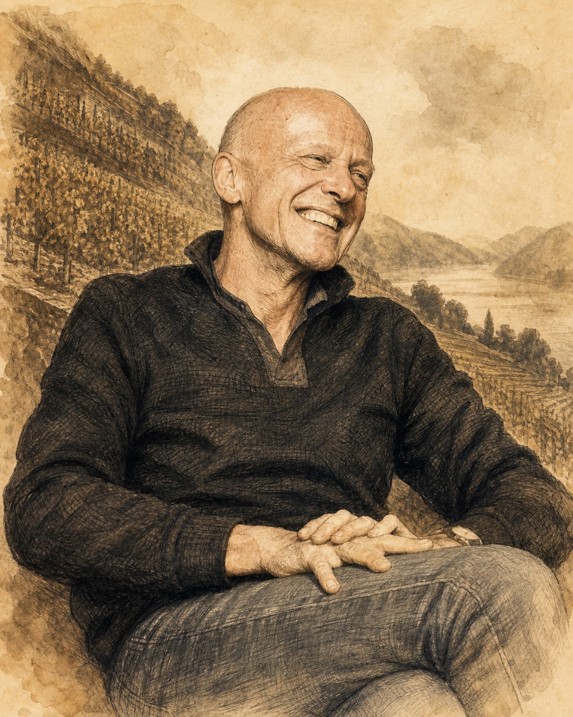 Interpretive illustrated portrait of Egon Müller IV