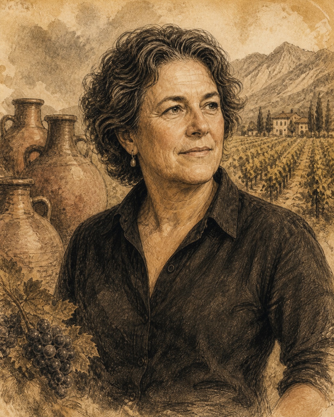 Interpretive illustrated portrait of Elisabetta Foradori