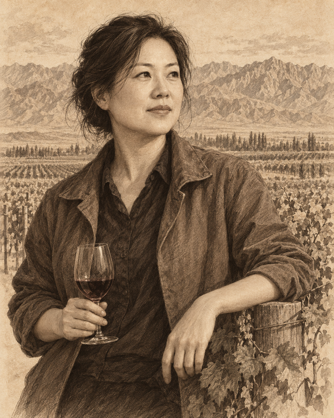 Interpretive illustrated portrait of Emma Gao