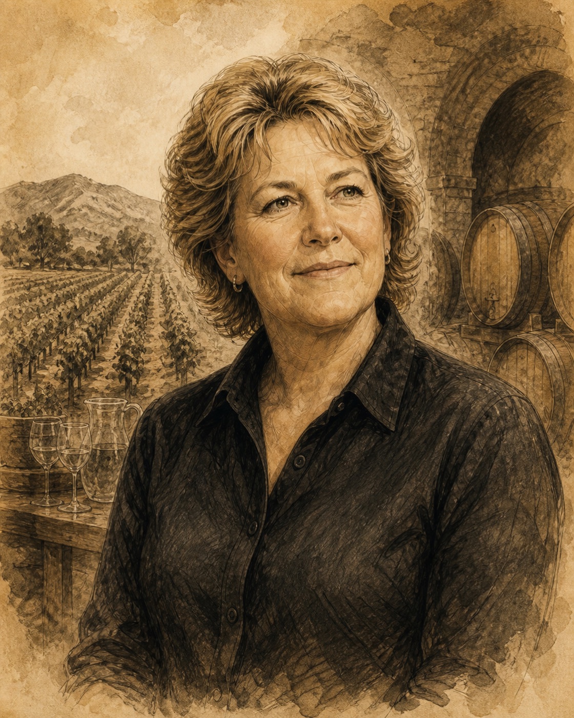 Interpretive illustrated portrait of Heidi Peterson Barrett