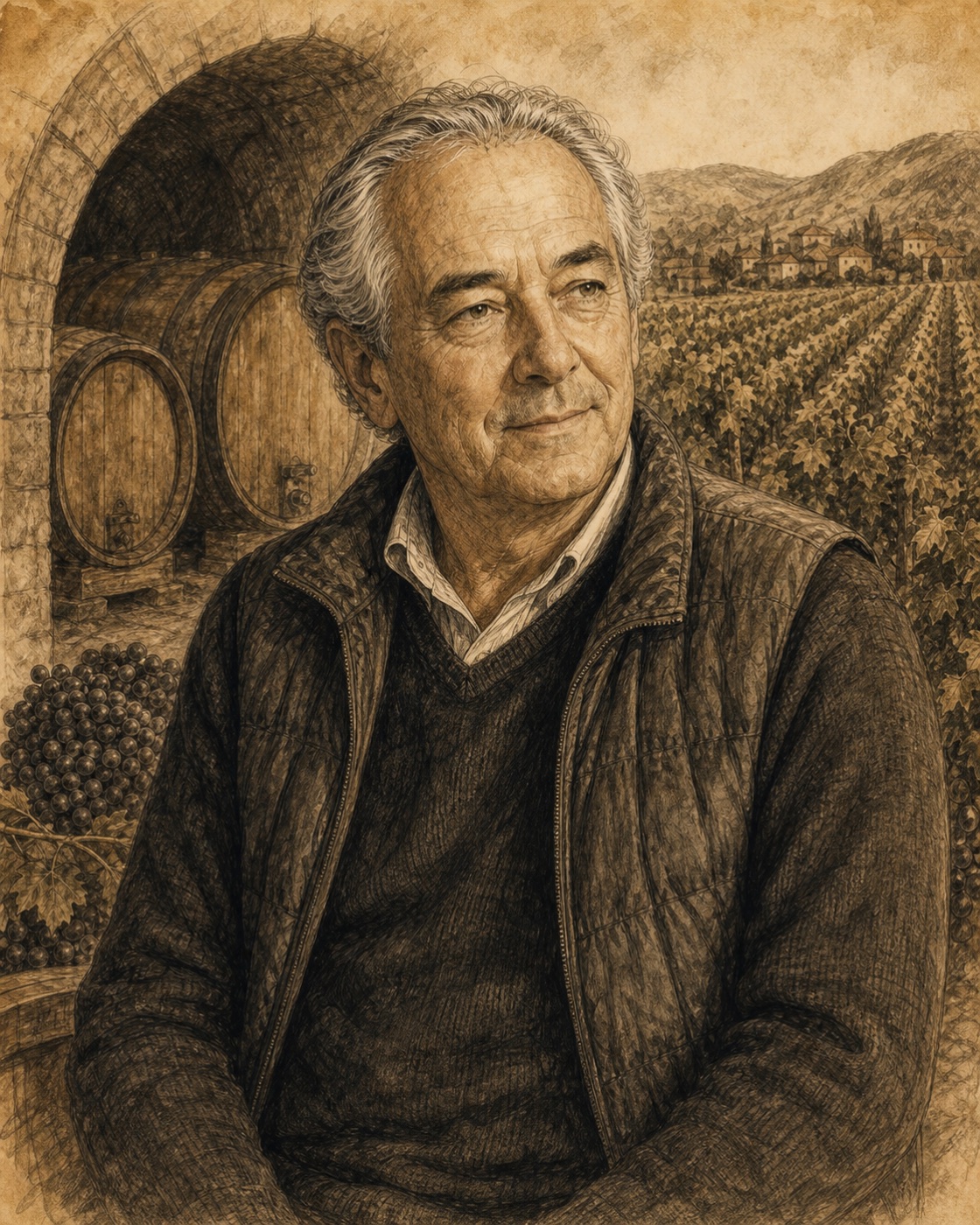 Interpretive illustrated portrait of Jacques Seysses