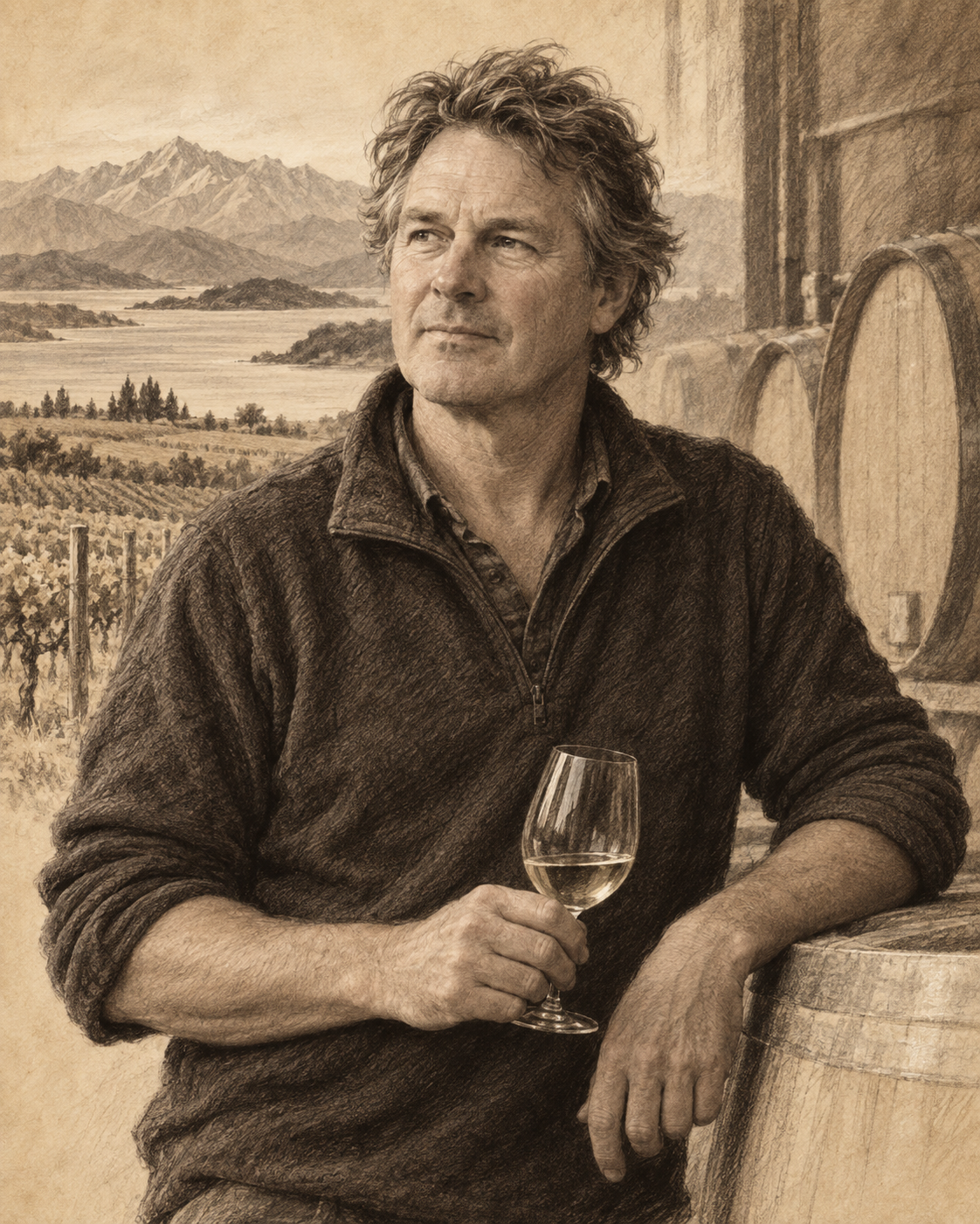 Interpretive illustrated portrait of Kevin Judd