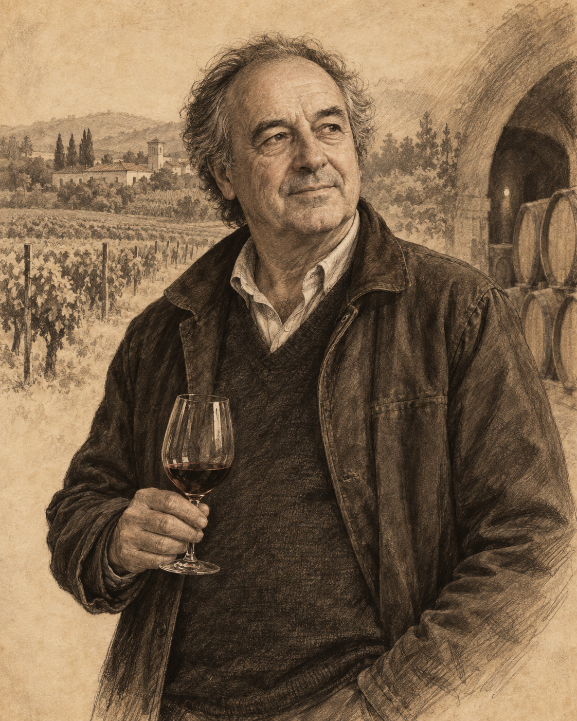 Interpretive illustrated portrait of Luís Pato