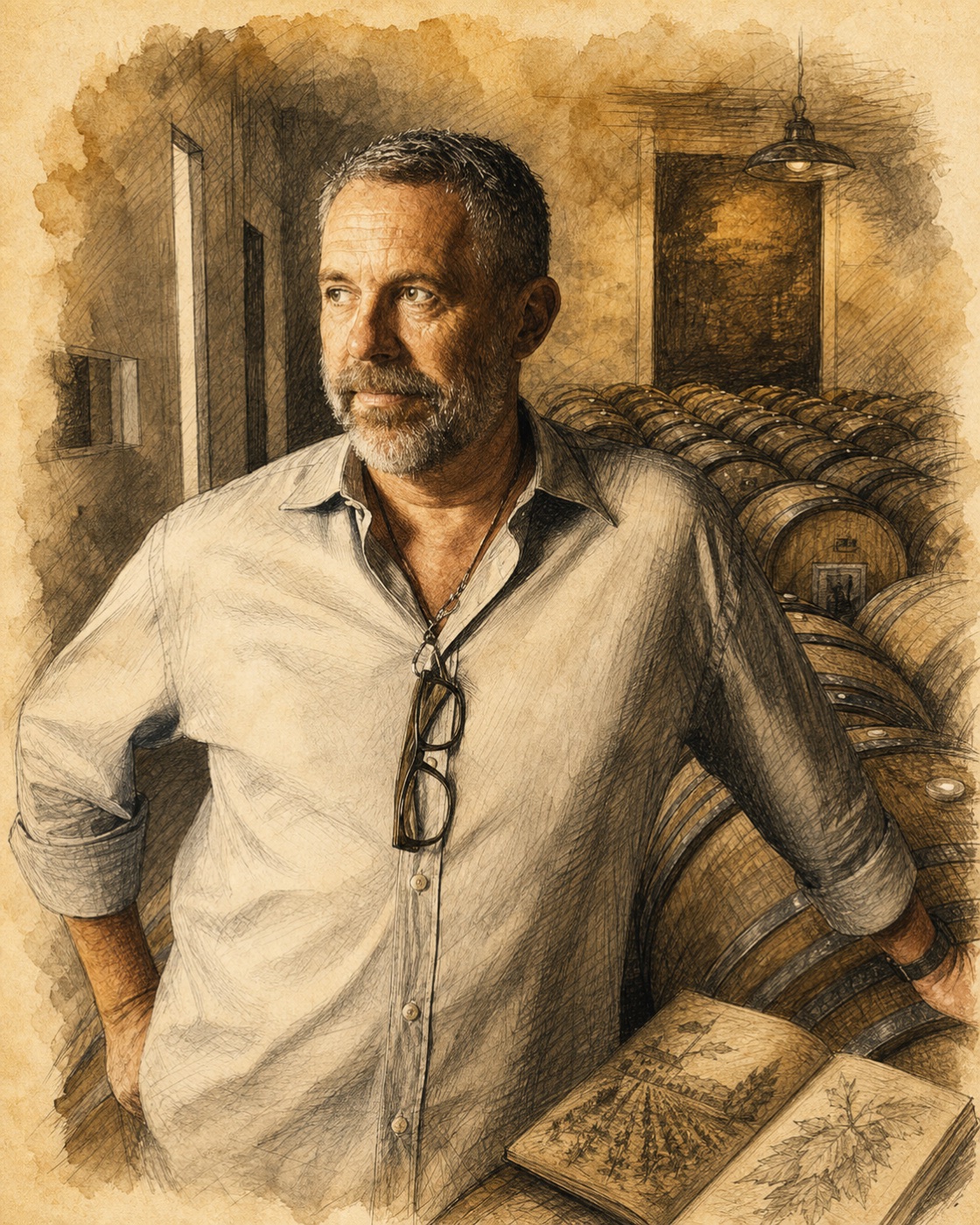 Interpretive illustrated portrait of Manfred Krankl