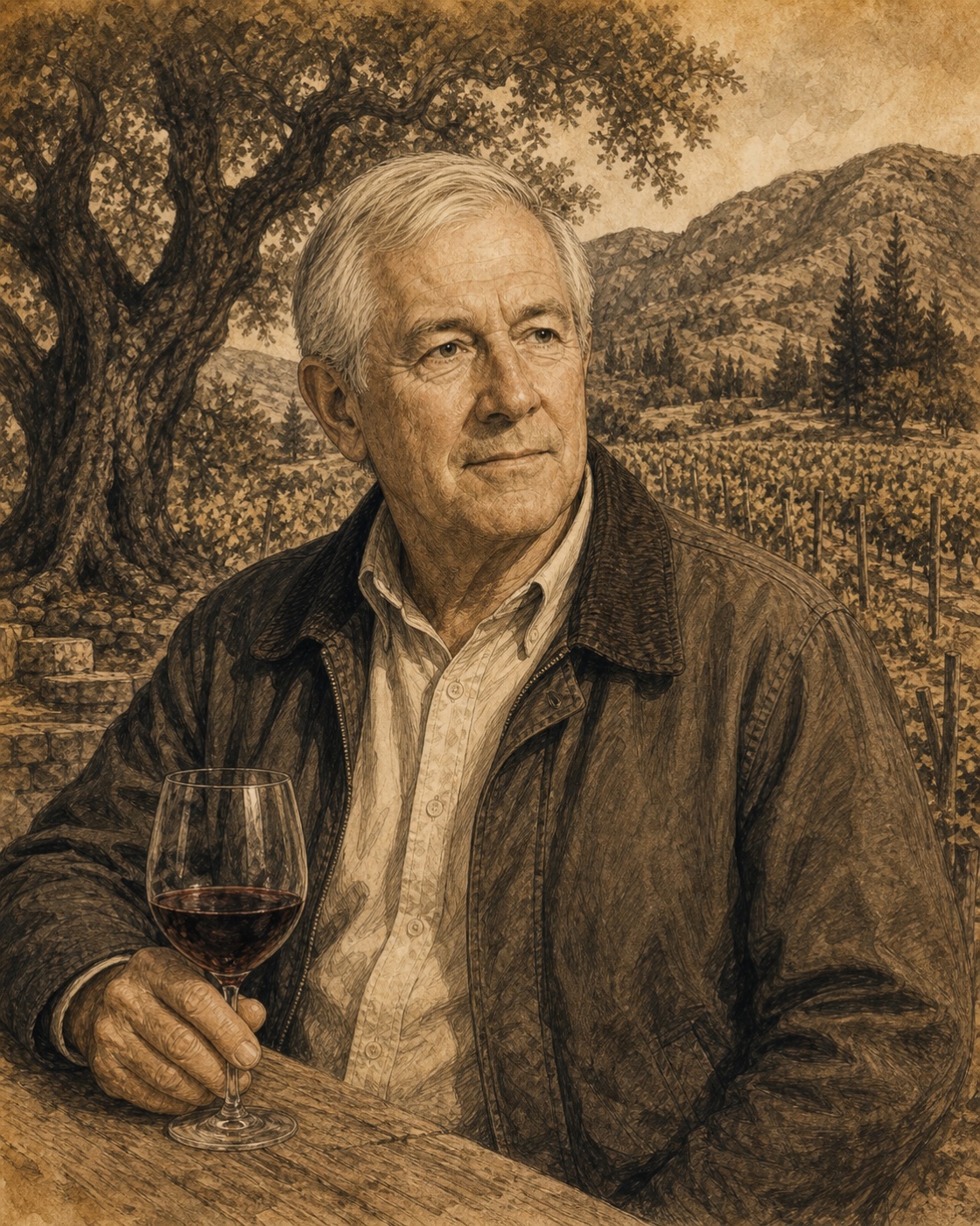 Interpretive illustrated portrait of Paul Draper