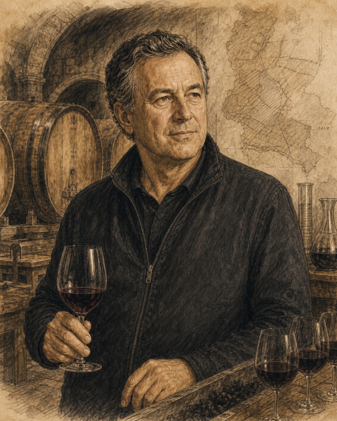 Interpretive illustrated portrait of Peter Gago