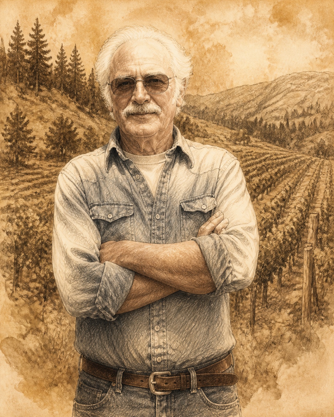 Interpretive illustrated portrait of Randy Dunn